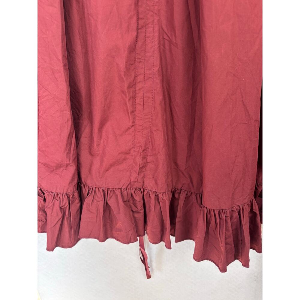 Belle Poque Burgundy Cottagecore Corset Lace Midi Dress Ruffle Gothic XL Costume - Picture 5 of 8
